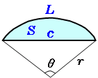 弓形の面積（中心角から）