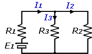 電気回路（電源1個と抵抗3個）